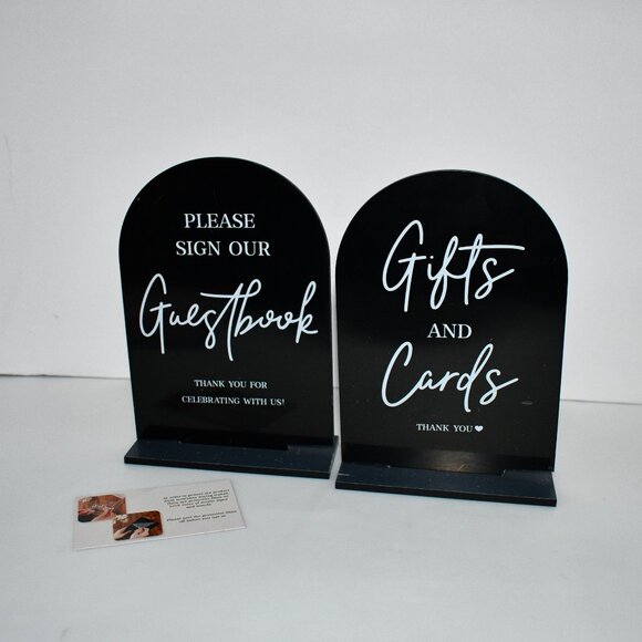KOSKIMER 2Pcs Wedding Signs, 5"x7" Black Acrylic Signs– NWT Brand: KOSKIMER Colo - Picture 1 of 4